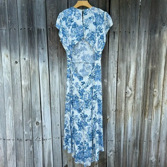 Reformation Gavin Midi Dress Olympia Floral Blue White 12 - Picture 10 of 16